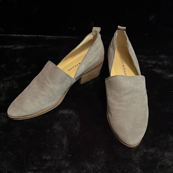 Lucky Brand D'Orsay Taupe Gray Leather Booties - Picture 1 of 9